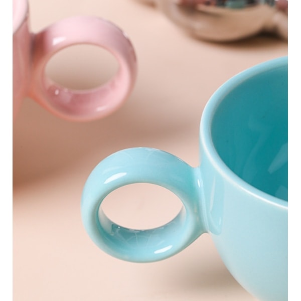 Söpö pohjoismainen ins macaron hieno luova auringonkukka keraaminen kuppi aluslautasella, sopii toimistoon ja kotiin, sitruunankeltainen Lemon Yellow