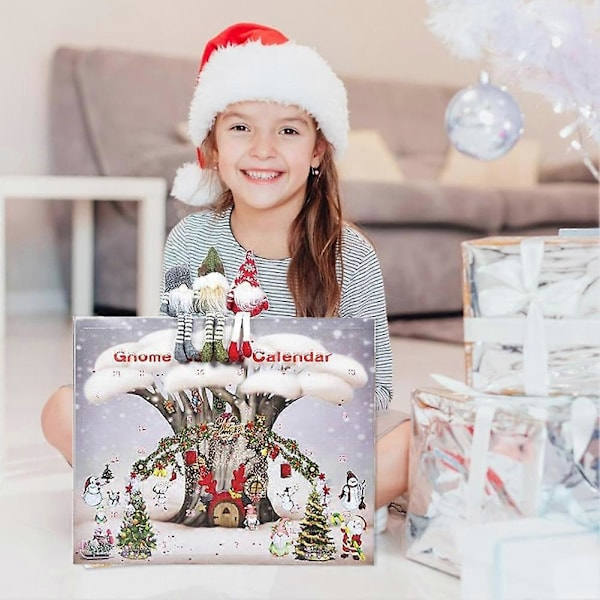 Jultomte Adventskalender 2024 - 24 Plyschtomtar Julgåva för Alla Åldrar