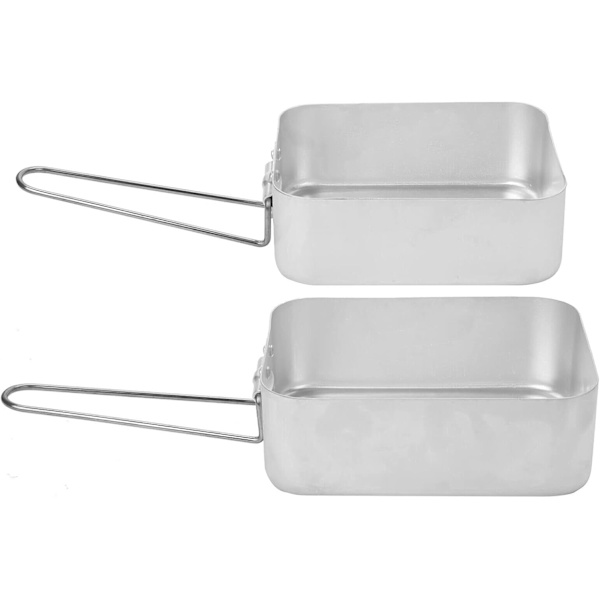 Set med 2 Nätande Aluminiummatlådor för Camping och Matlagning