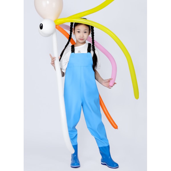 Børne waders pvc læderbukser ét-delt heldragt fiske tøj havfiskeri vandtæt tøj børne vand waders Blå 24/25 Blue 24/25