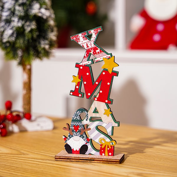 Juldekoration nordisk trä ansiktslös gammal man målade bokstäver DIY prydnader jultomte prydnader XMAS