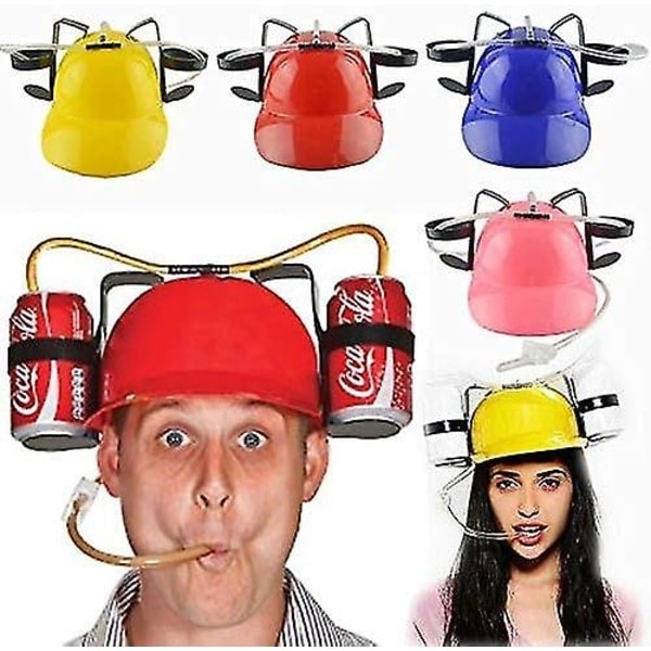 Ölhjälm - Justerbar Burk Hållare Hatt Drick Topper - Öl Läsk Sugrör - Party Kul Drickande 1st Slumpmässig Färg