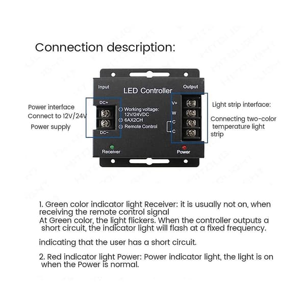 DC12-24V Lys RF Berøringsfjernkontroll Dimmer For 5050 Enkel