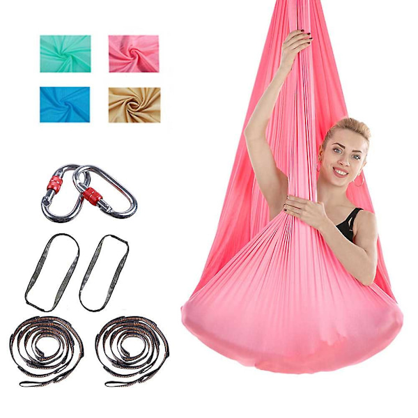 4m/sett Yoga Swing Aerial Yoga Hengekøye Kit Med Daisy Chains O-ring, Stoffguide