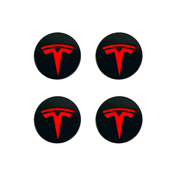 Passer til Tesla Tesla Model 3 Hjulkapsel Logo - Rød Sølv Logo (Fire Pak)