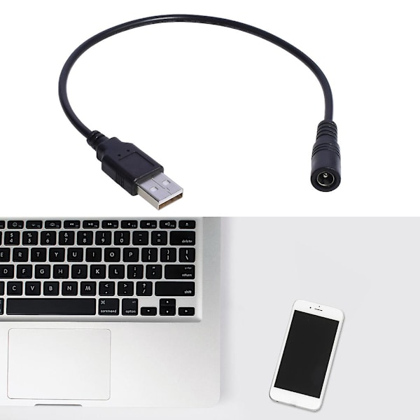 USB til DC Strømkabel DC5.5x2.1mm Hun USB Han DC5V Strømforsyning