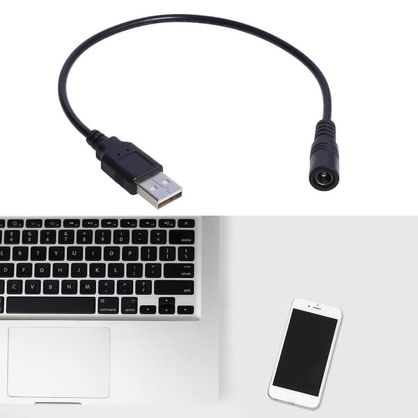 USB til DC Strømkabel DC5.5x2.1mm Hunn USB Hann DC5V Strømforsyning
