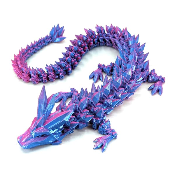 Drage - Flerfarget 3D-printet plastdragefigur - Regnbue-perlemorsfarger - Sammenkoblede kroppssegmenter og ben