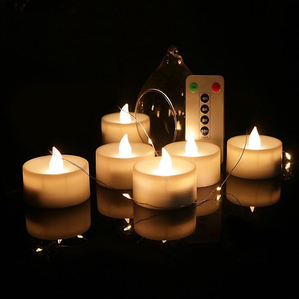 6 st Flamfria Ljus Batteridrivna LED Värmeljus L