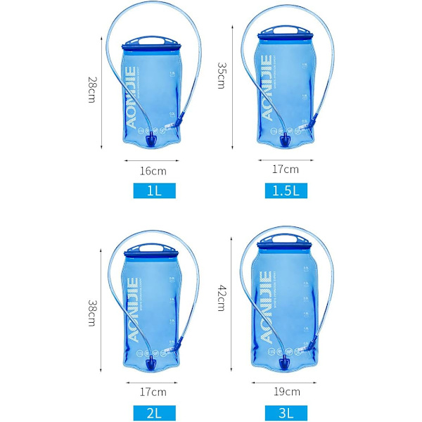 1/1.5/2/3L Bærbar Vannpose for Fotturer Ryggsekk Camping Sykling 1.5L