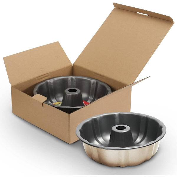 Pakke Bundt Kageform Nonstick - 25 cm Fluted Tube Kageforme til bagning, 12 Kopper Kraftig Kulstofstål Tube Form Bageform. (guld) gold