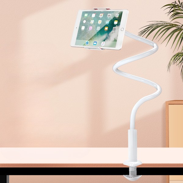 Joustava matkapuhelimen pidike sänkyyn ja työpöydälle, kannettava iPadille ja tableteille, älypuhelimen pöytäteline, matkapuhelimen pidike ZJ05-WHITE
