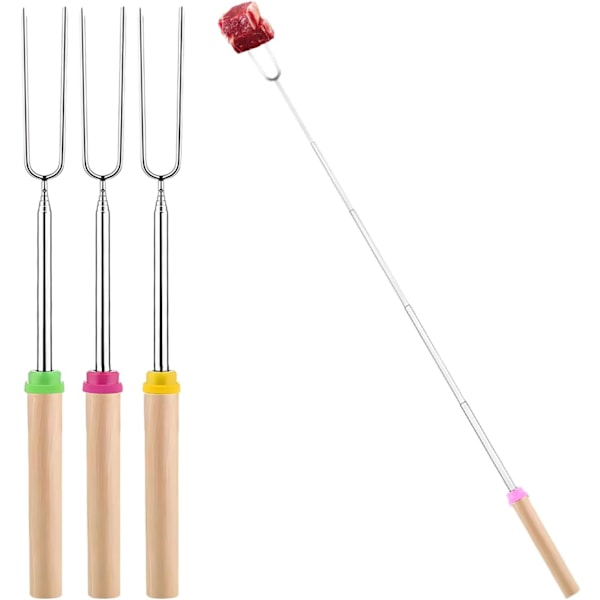 4-pack grillspett för marshmallows - utdragbara grillspett i rostfritt stål för BBQ och lägereld