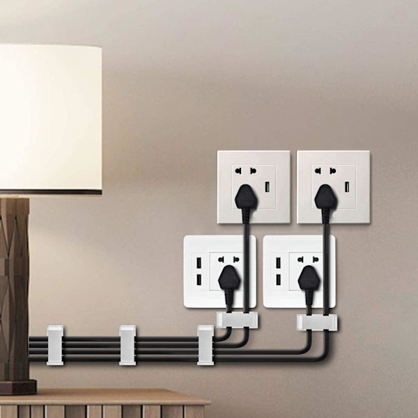 50 stk. selvklæbende kabelclips, kabelorganiseringsclips ledningsholder til TV PC Laptop Ethernet-kabel skrivebord hjemmekontor (hvid) White