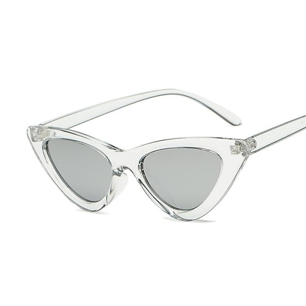 Vintage Cat Eye Solglasögon Dam Märke Designer Retro Solglasögon För Kvinnligt Mode Triangulär Spegel Oculos De Sol Feminino GraySilver