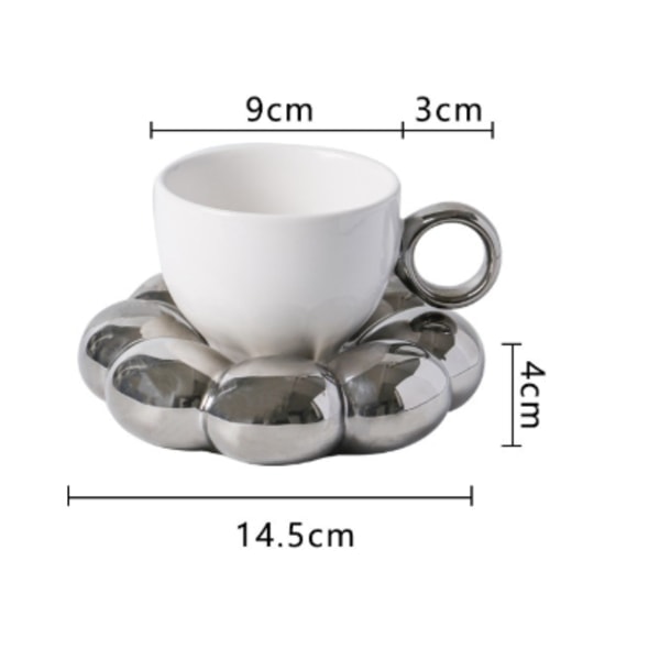 Söt nordisk ins macaron utsökt kreativ solros keramisk kopp med underlägg lämplig för kontor och hem Silverfolie Vit Silver Foil White