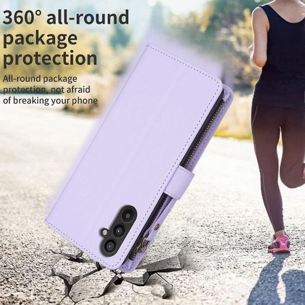För Samsung A34 5G Solid Färg Blixtlås Fodral Case Bf19 Stil Lila Lila Stil F Samsung Galaxy A34 5G