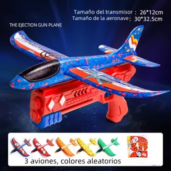 Ulkoilulelu lapsille, vaahtomuovilentokone laukaisupistoolilla, sisältää 3 lentokonetta red gun 3 airplane