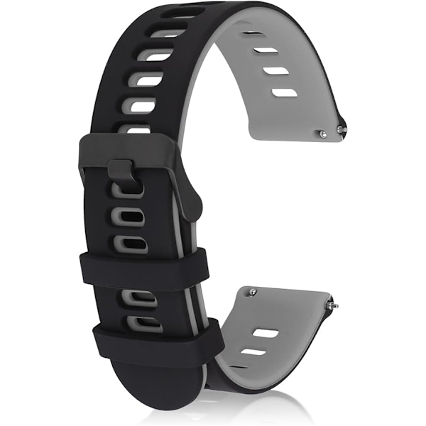 Silikoniset kellon rannekkeet, pikakiinnitys, urheilurannekkeet, universaalit vaihtorannekkeet miehille ja naisille, musta solki Black Gray 20mm