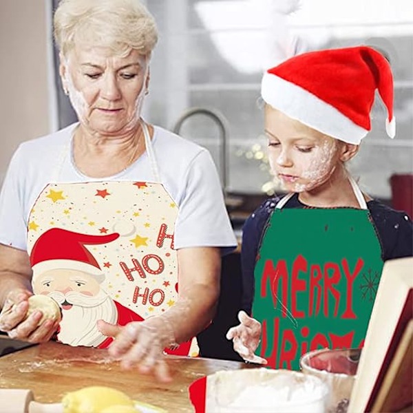 2 stk. Juleforklær Voksne Nyhet Vanntett Forkle for Julebord Kostyme Matlaging Forkle Julekokk Gave
