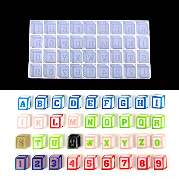 Hexagonale Silikoneforme 26 Engelske Alfabet 0-9 Tal Form D