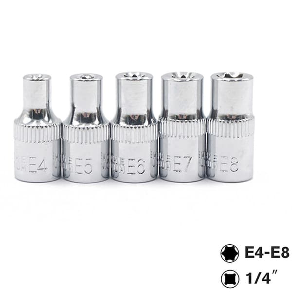 5 kpl 1/4 tuuman Torx-tähtikantahylsysarja E4, e5, E6, e7, E8 St