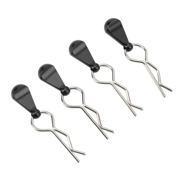 Sæt med 4 R-formede karosseriklemmer i rustfrit stål til 1/8 1/10 RC-biler, sort