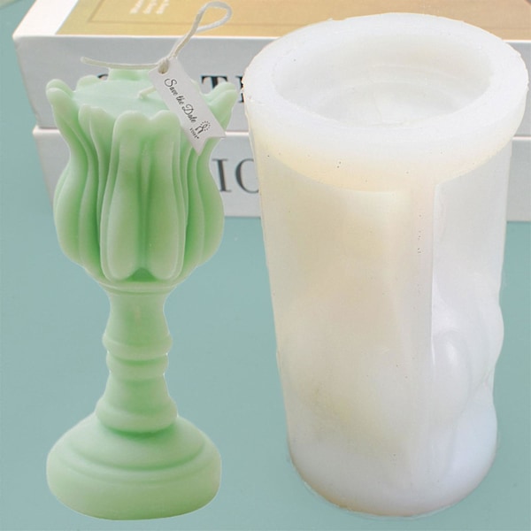 DIY Lys Silikoneform 3D Tulip-form Aromaterapi Voks Resin E