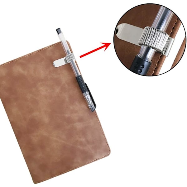 3 st pennhållare i rostfritt stål med fickklämma och justerbar fjäderögla för anteckningsblock och clipboard
