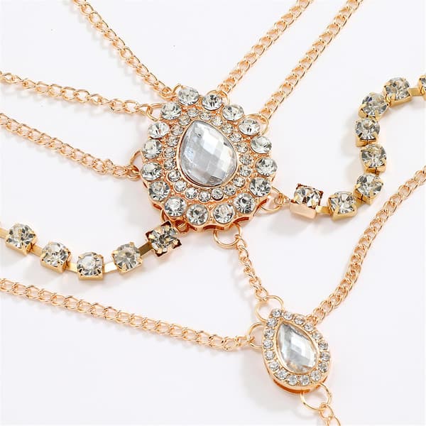 Rhinestone Hovedkæde Hår Smykker Boho Pande Kæde J