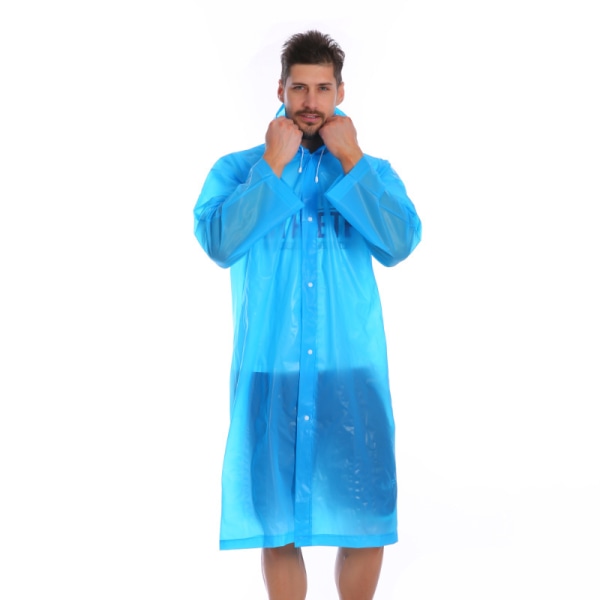 Vuxen EVA vattentät regnkappa Återanvändbar utomhus regnjacka med huva Poncho (1 st) blue