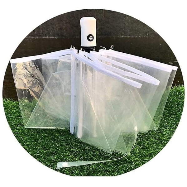 Automatisk Öppning Stängning Transparent Hopfällbart Paraply Automatiskt Paraply 8 Ribbor Paraply - Perfet