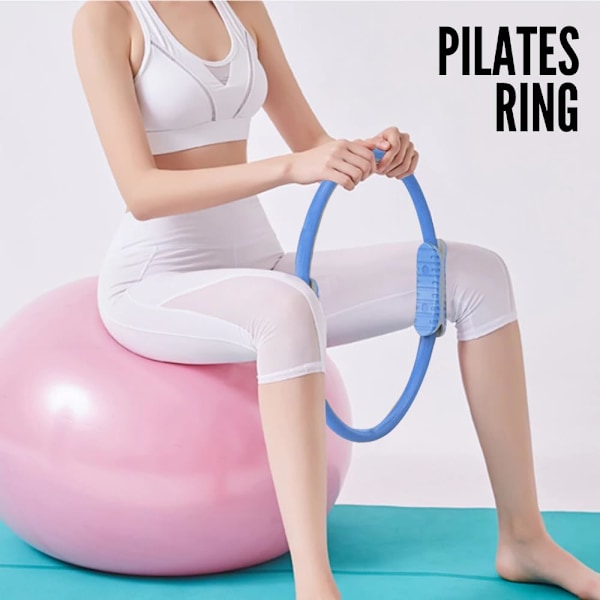 Pilates-rengas harjoitteluun - Joogarengas kaksoiskahvoilla - Pilates-kuntorengas vastukseen ja joustavuuteen, sininen Blue