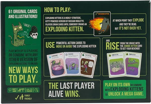 Exploding Kittens Zombie Kittens av Exploding Kittens - Kortspill for voksne, tenåringer og barn - Morsomme familiespill