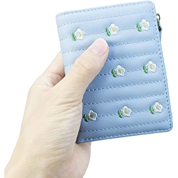Kvinnor Plånbok Söt Blomma Plånbok Zip Mynt Plånbok Korthållare Smal Korta Plånböcker För Kvinnor Tjej blue