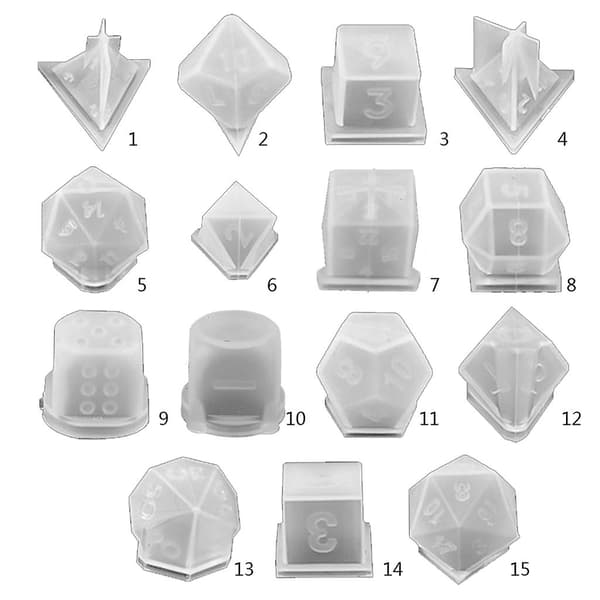 15 Former Uregelmæssige Terninger Epoxy Resin Form Multi-spec Digital Gam