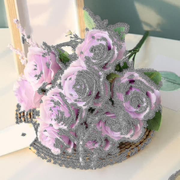Kunstige Blå Roser Blomster Silkeblomst Bukett Hjem Hage Dekor Bryllup Roser Blå
