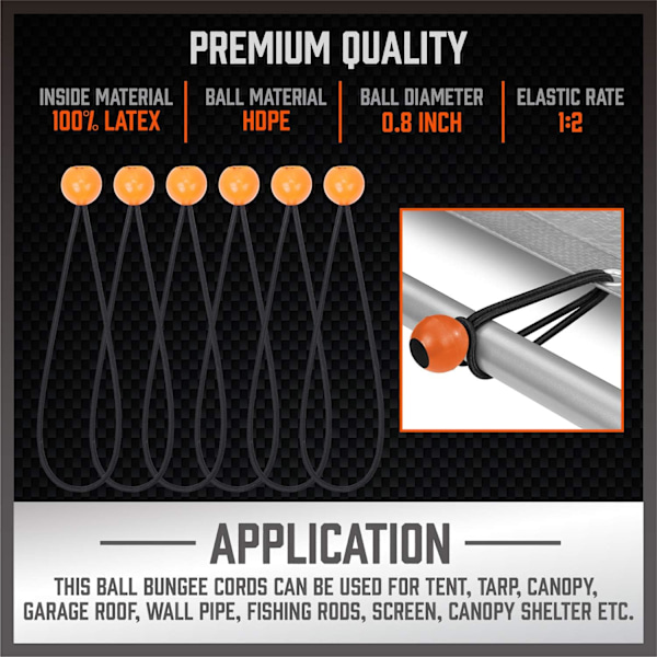 30-delad premium bungee-sladdsortiment burk, inklusive 10”,18”,24”,32”,40” bungee-sladdar