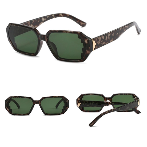 Polygonal Uv400 solglasögon Hd linsblockerande bländning Bekväma att bära solglasögon för dagligt solljusskydd Leopard Dark Green