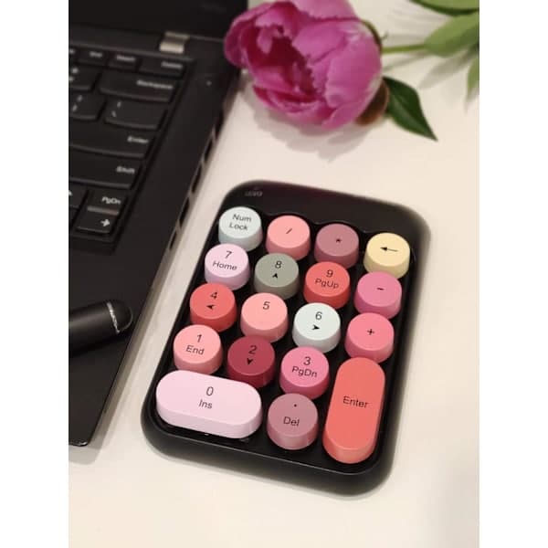 Trådløst numerisk tastatur med 18 taster, 2,4 GHz USB, bærbar, farverig, til bærbar computer, stationær computer, Surface Pro, PC, Notebook