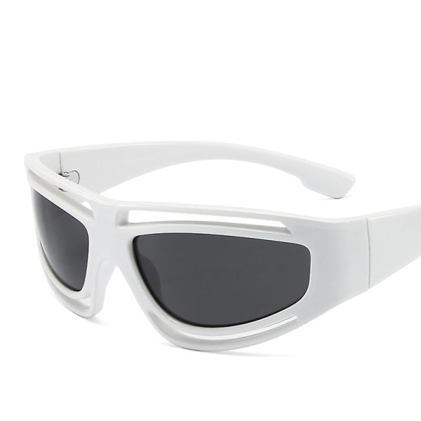Utsökt 2023 Y2k modemärke Designer Sportglasögon Solglasögon Kvinnor För Män Trend Solglasögon Lyx Vintage Punk Uv400 Hollow Shades White Black