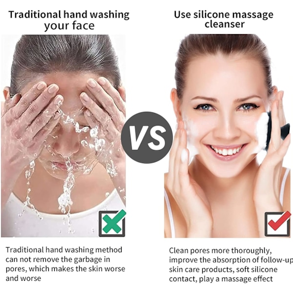 Ansiktspeeling, Silikon Ansiktspeeling för Män, Skonsam Exfolierande Pad & Massager, Ansiktsrengöring/Tvätborste - Tar Bort Döda & Torra Hudceller