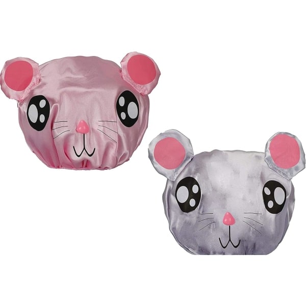 2-pack Vattentäta Duschmössor - Dubbellager, Elastisk, Barnvänlig i Rosa och Grå