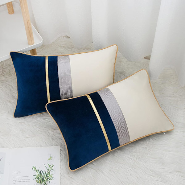 Grå sammetskuddfodral 45x45cm Dekorativt örngott för soffa vardagsrum Set med 2 Azul 30cm*50cm
