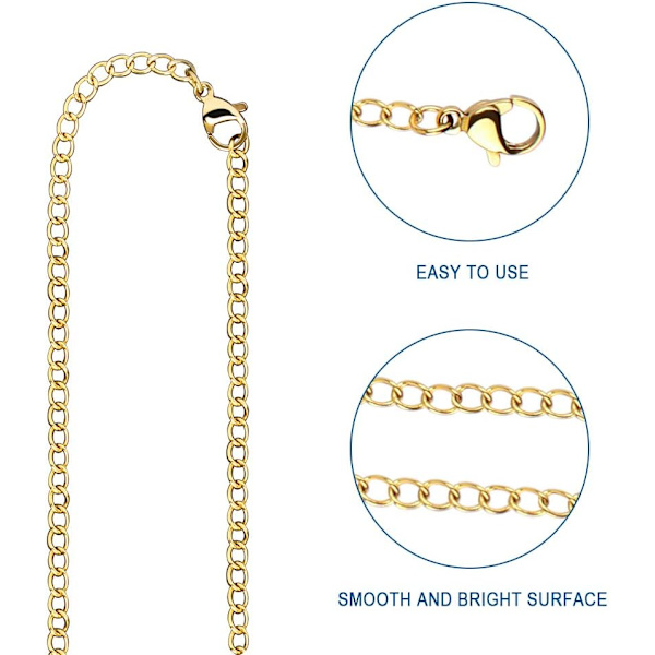 12 st Halsbandförlängare, Rostfritt Stål Rostskyddad Armbandförlängningskedja, Färgbeständig Förlängningskedjor för DIY