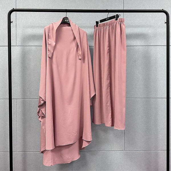 Uae Saudi Solid Robe Klänning Hooded Suit Etnisk klädsel pink