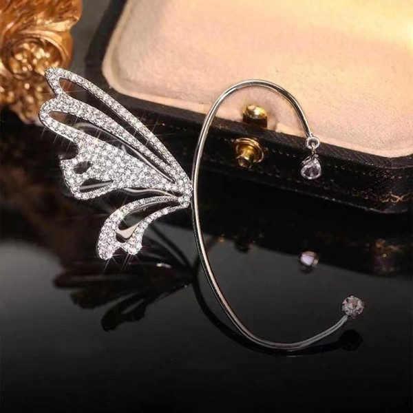Butterfly Shape Zircon Rhinestone Ear Clip utan hål Örhänge Glitter Gothic Ear Smycken Right Ear