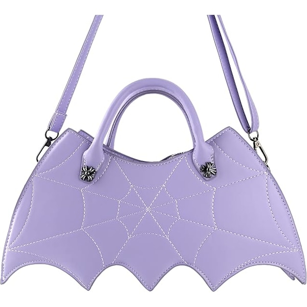 Fladdermusvingeshåv, PU Spindelnät Crossbody Väska för Kvinnor Purple