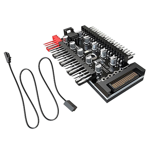 Moderkort 10 Portar Fläkt 4pin Pwm Fläkthubb Splitter Förlängning 12v