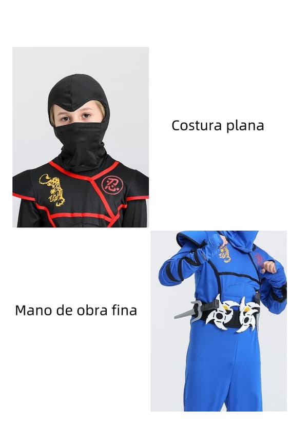 Barn Muscle Ninja Kostym Halloween Cosplay Dräkt Rollspel Prestanda Kostym L